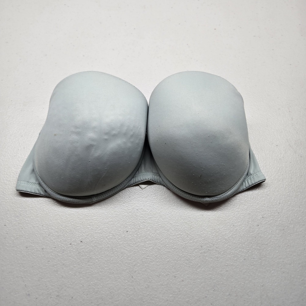 PINK Victoria's Secret Women Bra 34D Light Gray Outer Pink Lining Push Up